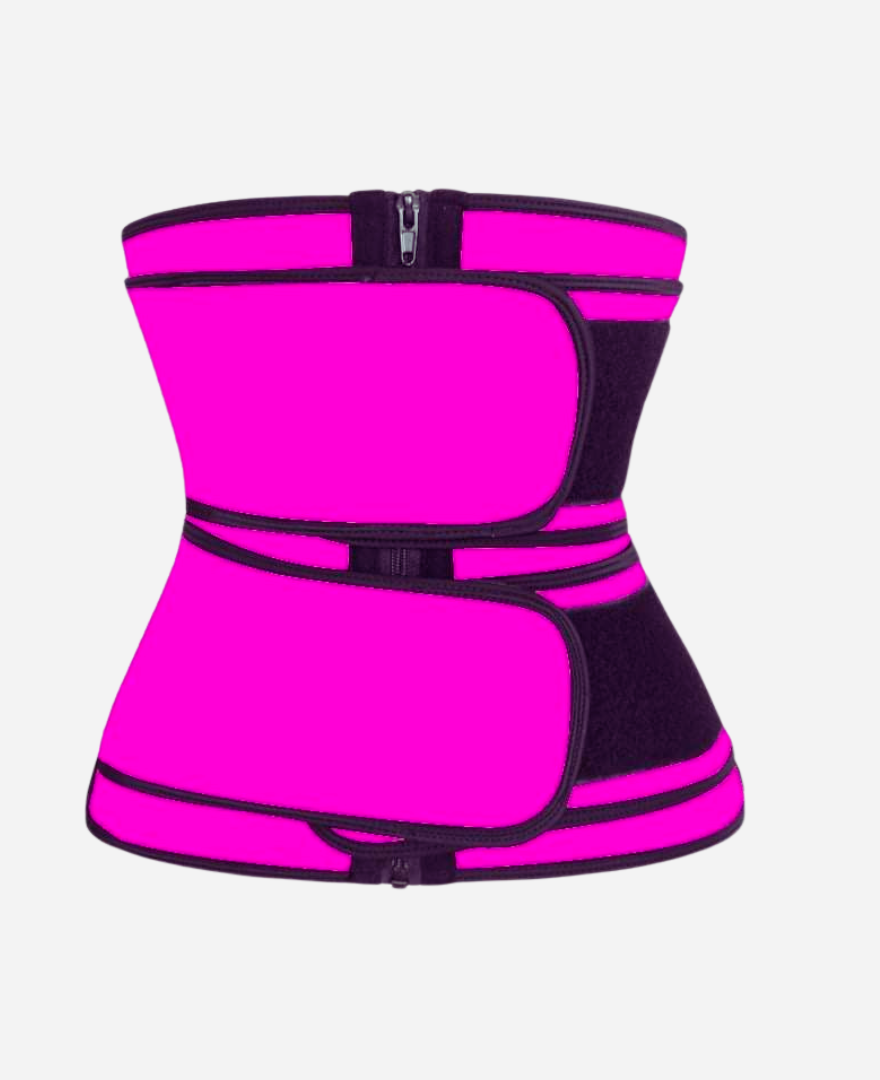 Latex Waist Trainer Corset Double Belt rose